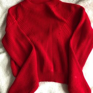 Red Boohoo Cropped Sweater